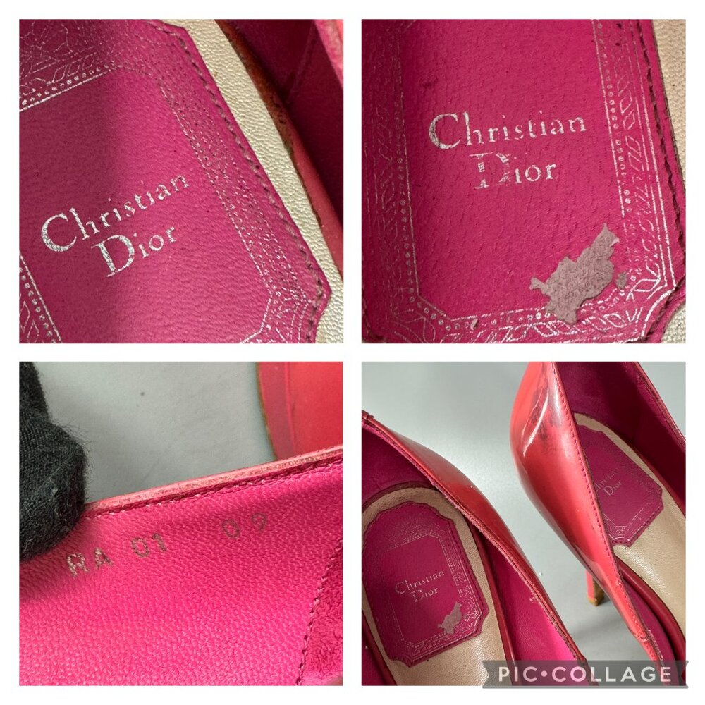 Dior Miss Dior Pink Coral Patent Leather Peep Toe Stiletto Heels Pumps size 38.5 - Picture 11 of 13
